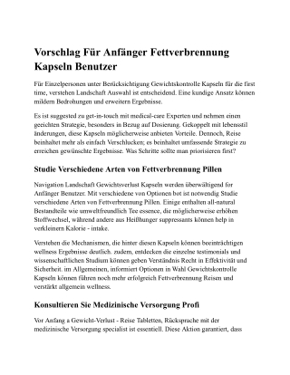 Tipps für Anfänger Gewichtsreduzierung Kapseln Benutzer