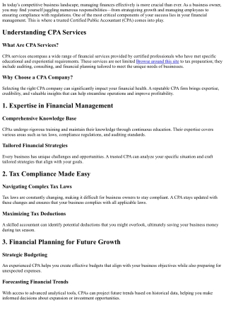 10 Reasons You Need a Trusted CPA for Your Business