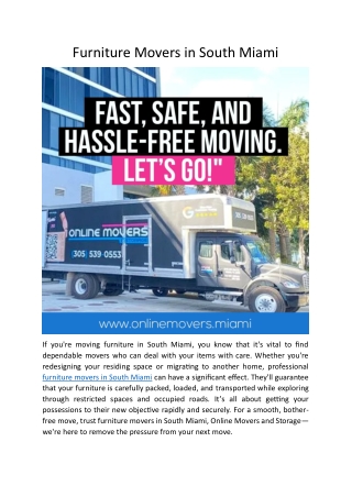 Furniture Movers in South Miami