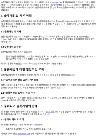 슬롯게임에 대한 오해와 진실!