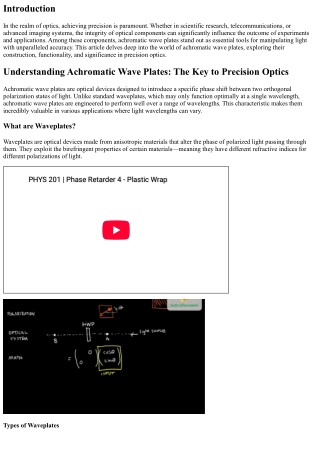 Understanding Achromatic Wave Plates: The Key to Precision Optics