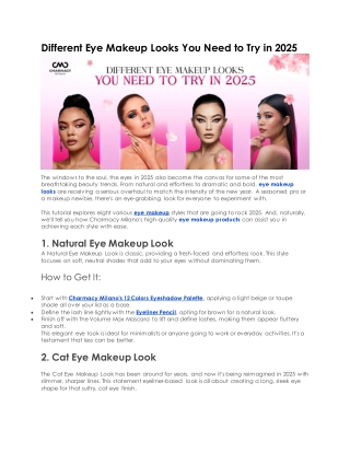 Different Eye Makeup Looks You Need to Try in 2025