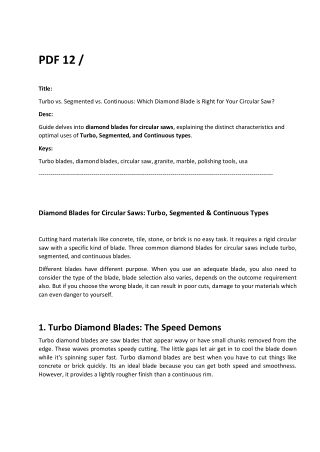 Turbo vs. Segmented vs. Continuous: Which Diamond Blade is Right for Your Circul