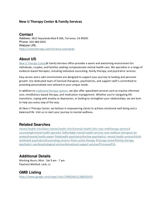 New U Therapy Center & Family Services