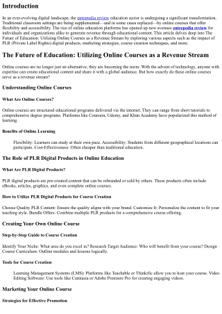 The Future of Education: Utilizing Online Courses as a Revenue Stream