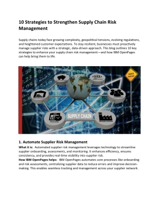 10 Strategies to Strengthen Supply Chain Risk Management