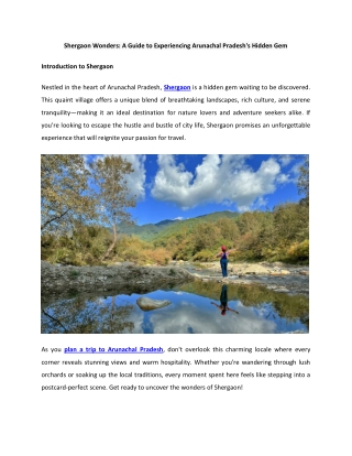 Shergaon Wonders A Guide to Experiencing Arunachal Pradesh's Hidden Gem