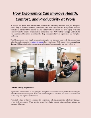 How Ergonomics Can Improve Health, Comfort, and Productivity at Work