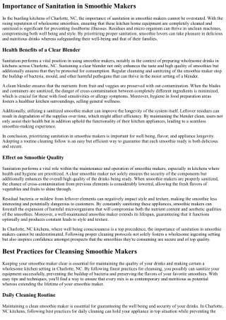 Sanitize Smoothie Makers For Wholesome Drinks In Charlotte, NC Kitchens