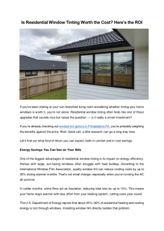 Is Residential Window Tinting Worth the Cost? Here’s the ROI