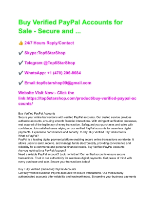 Buy Verified PayPal Accounts for Sale - Secure and