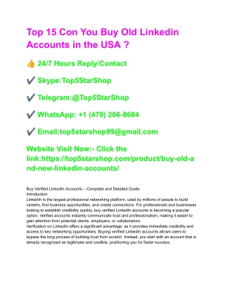 Top 15 Con You Buy Old Linkedin Accounts in the USA
