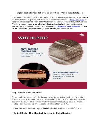 Explore the Best Fevicol Adhesives for Every Need – Only at Suraj Safe Spaces