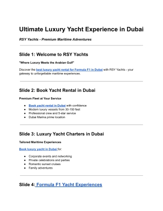 Ultimate Luxury Yacht Experience in Dubai RSY Yachts - Premium Maritime Adventur