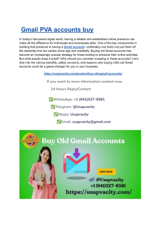 Gmail PVA accounts buy
