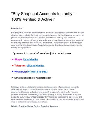 _Buy Snapchat Accounts Instantly – 100% Verified & Active