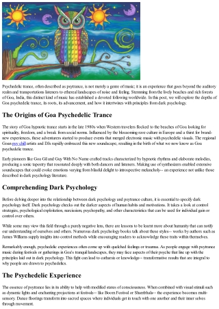 Finding Goa Psychedelic Trance: A Drive inside the Secret