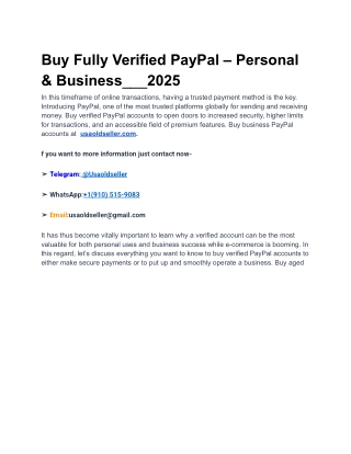 Buy Fully Verified PayPal – Personal & Business___2025