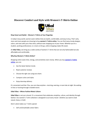 Discover Comfort and Style with Women's T-Shirts Online