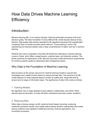 How Data Drives Machine Learning Efficiency