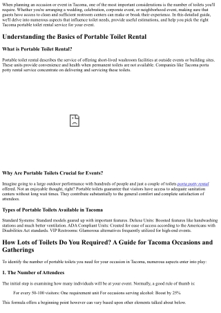 How Many Toilets Do You Required? A Guide for Tacoma Events and Events
