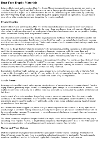 Dust-Free Trophies That Pop In Charlotte Award Rooms