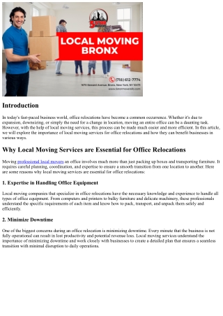 Why Local Moving Services are Essential for Office Relocations