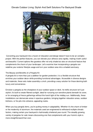 ElevateOutdoorLivingStylishAndSwiftSolutionsForBackyardShade