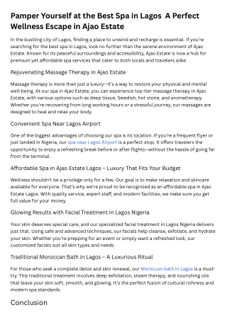 spa near Lagos Airport