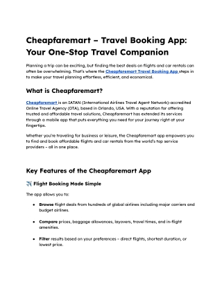 Cheapfaremart – Travel Booking App_ Your One-Stop Travel Companion
