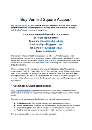 Top 7 Best Site To Buy Verified Square Account
