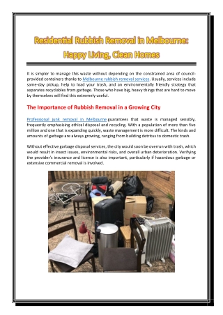 Residential Rubbish Removal in Melbourne Happy Living Clean Homes