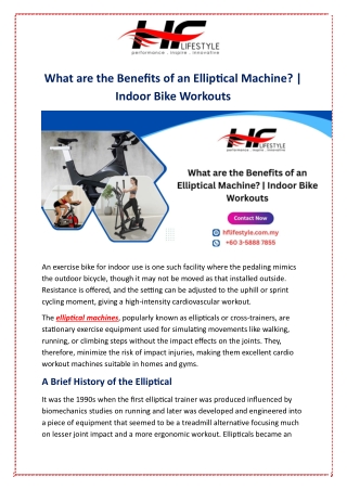 What are the Benefits of an Elliptical Machine? | Indoor Bike Workouts