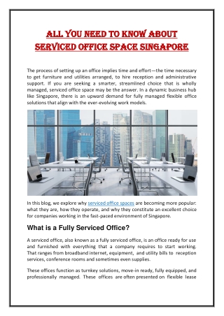 All You Need to Know About Serviced Office Space Singapore