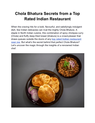 Chola Bhatura Secrets from a Top Rated Indian Restaurant