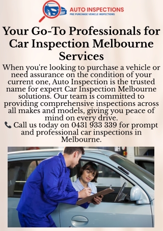 Expert Car Inspection Melbourne – Reliable & Onsite Services