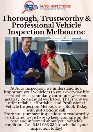 Professional Vehicle Inspection Melbourne – Book Today