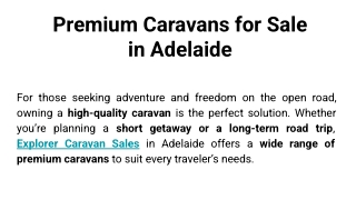 Premium Caravans for Sale in Adelaide