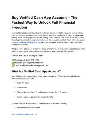 Buy Verified Cash App Account – The Fastest Way to Unlock Full Financial Freedom