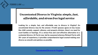 Uncontested Divorce in Virginia: simple, fast, affordable, and stress-free legal