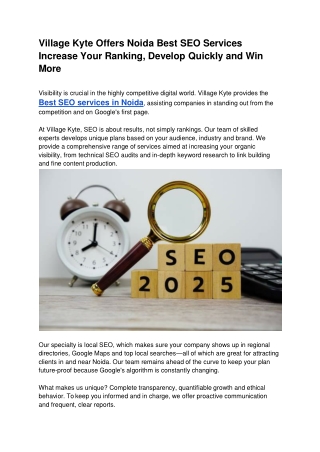 Village Kyte Offers Noida Best SEO Services Increase Your Ranking, Develop Quickly and Win More