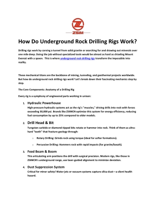How Do Underground Rock Drilling Rigs Work?