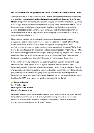 Les Kursus Pelatihan Belajar Komputer Untuk Tamatan SMA Pemula Medan Online