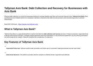 Tallyman Axis Bank Debt Collection and Recovery for Businesses with Axis Bank