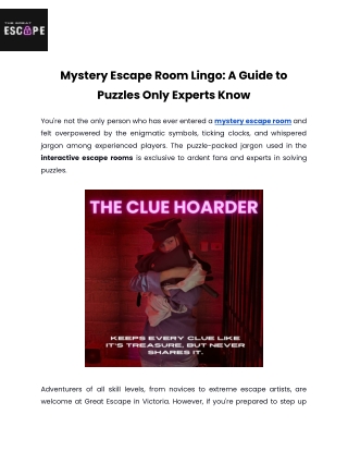 Mystery Escape Room Lingo_ A Guide to Puzzles Only Experts Know