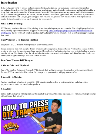 Custom DTF Designs: Bringing Your Ideas to Life