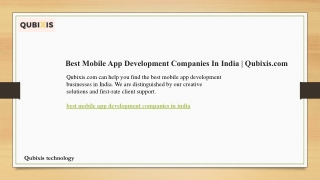 Best Mobile App Development Companies In India​  Qubixis.com