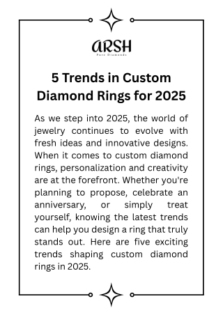 5 Trends in Custom Diamond Rings for 2025