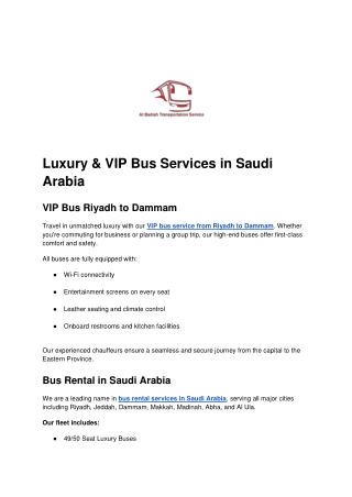 Luxury & VIP Bus Services in Saudi Arabia