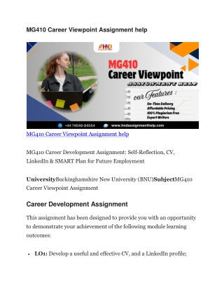 MG410 Career Viewpoint Assignment help
